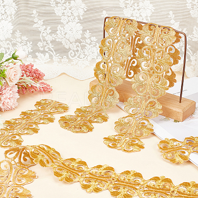 2M Floral Embroidery Iron on/Sew on Polyester Ribbon Patches OCOR-FG0001-75G-1
