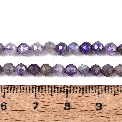 AB Color Plated Natural Amethyst Beads Strands G-T144-B07-04-1