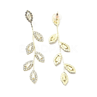 Clear Cubic Zirconia & Crystal Rhinestone Long Dangle Stud Earrings EJEW-C037-06C-LG-1