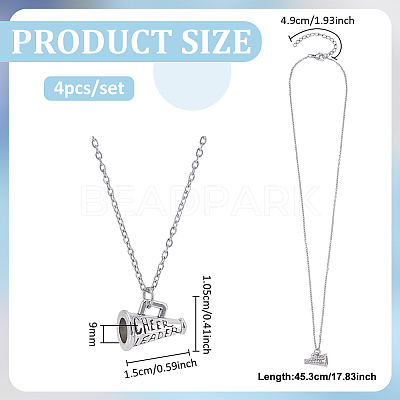4Pcs Brass Enamel Trumpet Pendant Necklaces for Women NJEW-PH0001-58AS-1