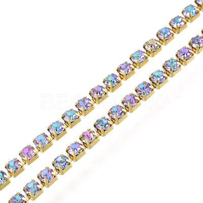 Brass Rhinestone Strass Chains CHC-N017-003B-A02-1
