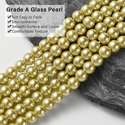 Eco-Friendly Dyed Glass Pearl Beads Strands HY-A008-6mm-RB110-1