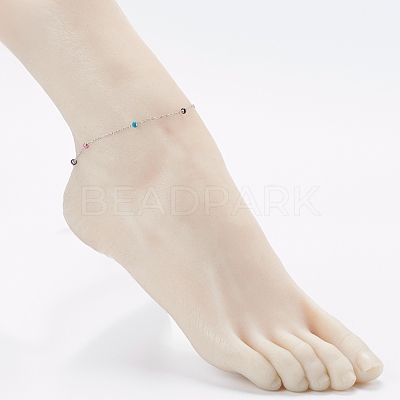 Stainless Steel Satellite Chain Anklets AJEW-AN00423-1