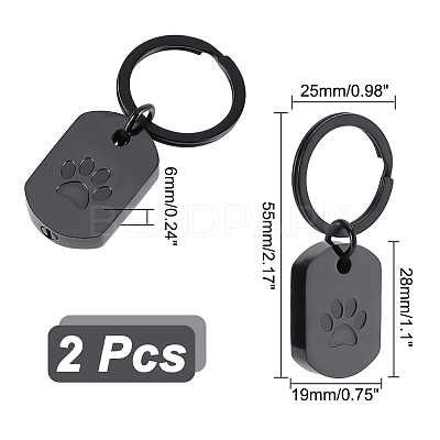 Rectangle with Paw Print 304 Stainless Steel Pet Memorial Urn Ashes Keychains STAS-WH0029-80EB-1