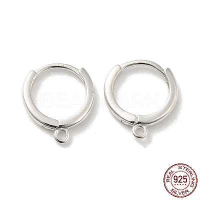 925 Sterling Silver Huggie Hoop Earring Findings STER-K174-15B-S-1
