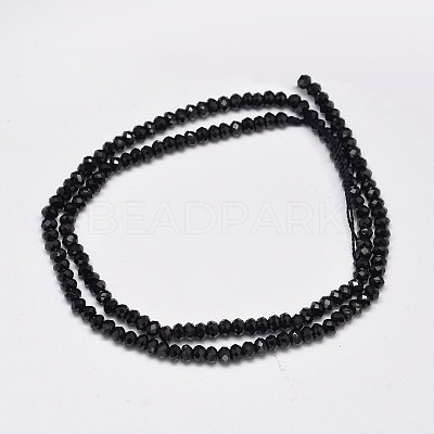 Faceted Rondelle Natural Black Spinel Bead Strands A-G-F289-42A-1