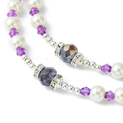 Glass Pearl Rosary Bead Necklace NJEW-TA00082-03-1