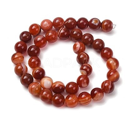 Natural Striped Agate/Banded Agate Bead Strands G-K166-13-10mm-08-1