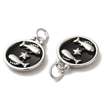 304 Stainless Steel Enamel Pendants STAS-A080-43P-05-1