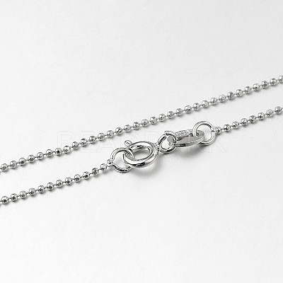 Anti-Tarnish Trendy Rhodium Plated 925 Sterling Silver Ball Chain Necklaces X-STER-M050-1.0B-09-1