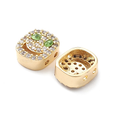 Brass Micro Pave Cubic Zirconia Beads KK-M241-01J-1
