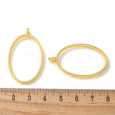 Rack Plating Alloy Oval Open Back Bezel Pendants X-PALLOY-S047-26E-FF-1