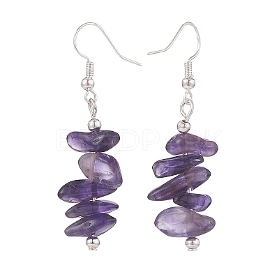 Natural Amethyst Chips Beaded Jewelry Set X-SJEW-JS01232-03-1