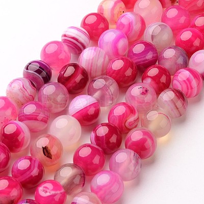 Natural Striped Agate/Banded Agate Beads Strands G-D845-01C-10mm-1