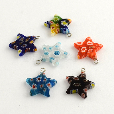 Handmade Millefiori Glass Pendants with Platinum Plated Iron Findings LK-R005-12-1