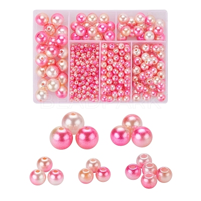 497Pcs 5 Style Rainbow ABS Plastic Imitation Pearl Beads OACR-YW0001-07D-1