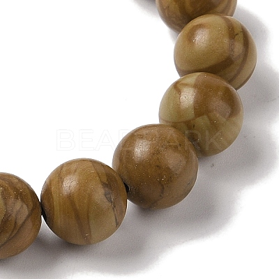 10mm Round Natural Wood Lace Stone Braided Bead Bracelets BJEW-C067-01C-17-1