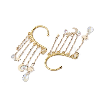 Teardrop Glass Beaded Dangle Earrings EJEW-TA00524-1