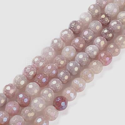 Round Natural Electroplated Strawberry Quartz Beads G-P447-B04-01-1