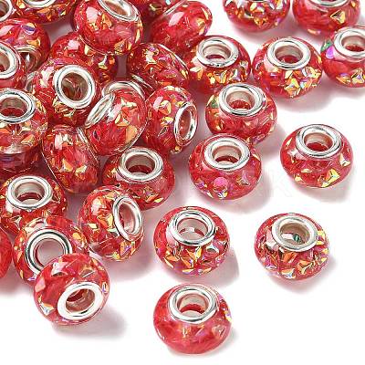 Transparent Resin Rondelle European Beads RESI-S023-22-1