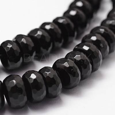 Natural Black Onyx Beads Strands G-P161-23-6x4mm-1
