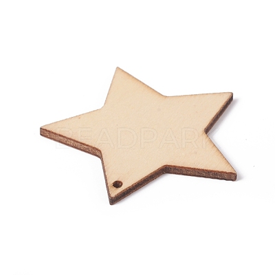Unfinished Natural Poplar Wood Pendants WOOD-E010-05-1