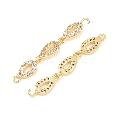 Brass Micro Pave Clear Cubic Zirconia Connector Charms CU-CBAA6E8-12G-1