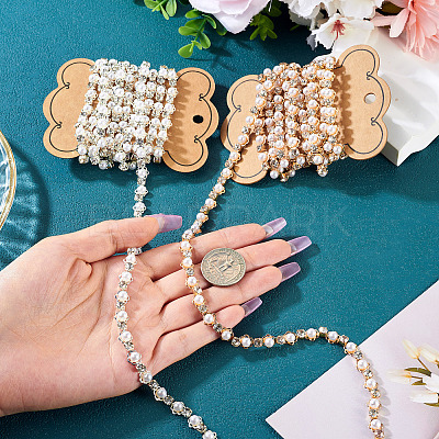 2Pcs 2 Colors Flower Iron Rhinestone Cup Chains FIND-TA0008-01-1