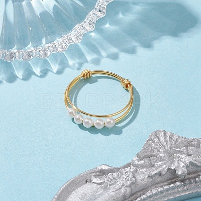 Round Shell Pearl Rings RJEW-TA00117-1