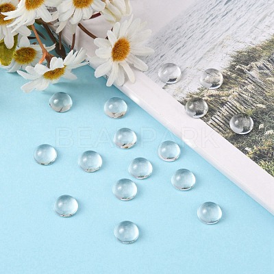 Transparent Half Round Glass Cabochons GGLA-R027-12mm-1