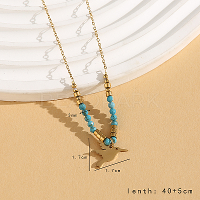 Vintage Christmas 304 Stainless Steel & Synthetic Turquoise Pendant Necklaces for Women HS2328-6-1