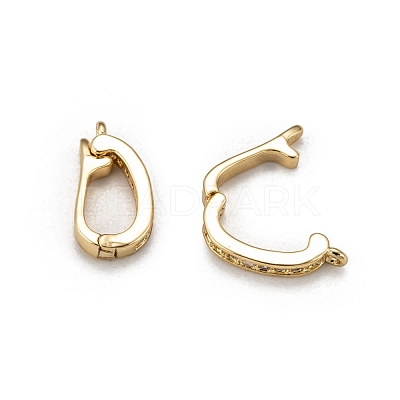 Brass Micro Pave Cubic Zirconia Fold Over Clasps ZIRC-F083-116G-RS-1