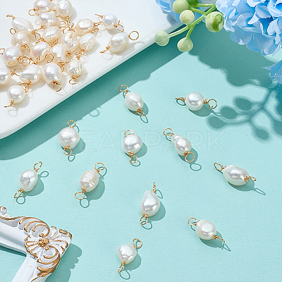 30Pcs Natural Cultured Freshwater Pearl Connector Charms PALLOY-ME00009-1