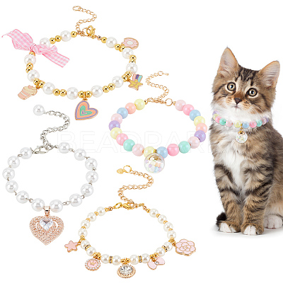 4Pcs 4 Style Alloy Dog Collar AJEW-OC0003-87-1