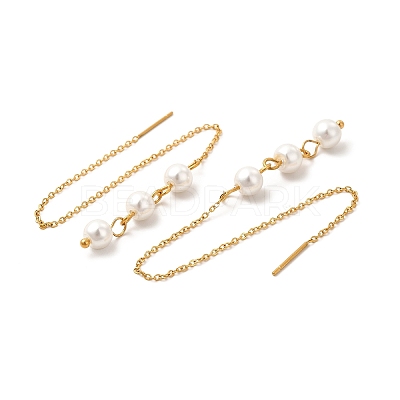 Glass Pearl Beaded Ear Thread EJEW-P219-13G-1