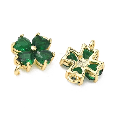 Saint Patrick's Day Glass Clover Connector Charms KK-P348-03G-01-1