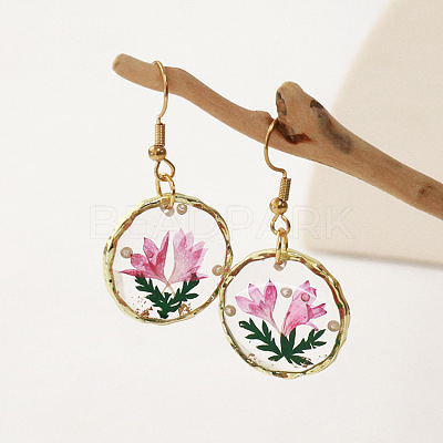 Alloy Epoxy Dried Flower Dangle Earrings FS-WGABF6D-09-1