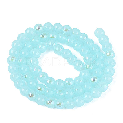 Electroplate Imitation Jade Glass Beads Strands LS-EGLA-Q132-6MM-01B-05-1