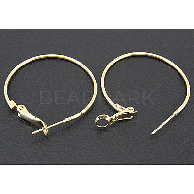 Golden Brass Hoop Earrings X-EC108-3NFG-1
