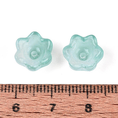 Transparent Spray Painted Glass Bead Caps A-GLAA-Q089-002A-001-1