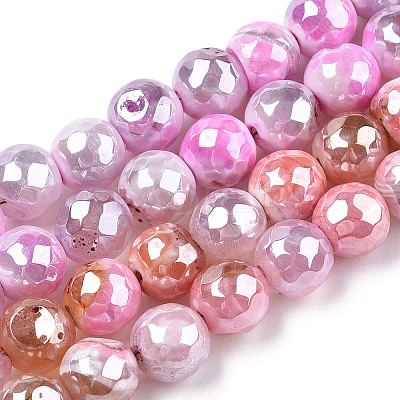 Electroplate Natural Agate Beads Strands G-T131-54K-1