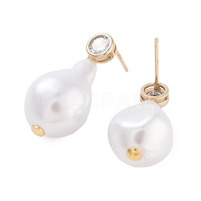 Sterling Silver Stud Earrings EJEW-N055-51G-1