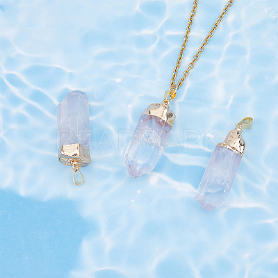 8Pcs Natural Quartz Crystal Double Terminal Pointed Pendants G-BC0001-53G-1