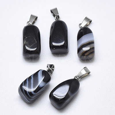 Natural Banded Agate/Striped Agate Pendants G-T122-20G-1