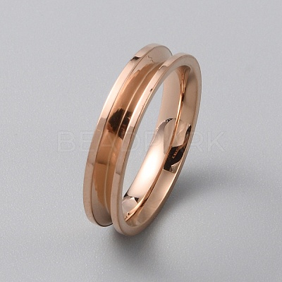 201 Stainless Steel Grooved Finger Ring Settings RJEW-WH0012-11A-1
