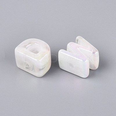 UV Plating Opaque Rainbow Iridescent Acrylic Beads OACR-P010-23B-1