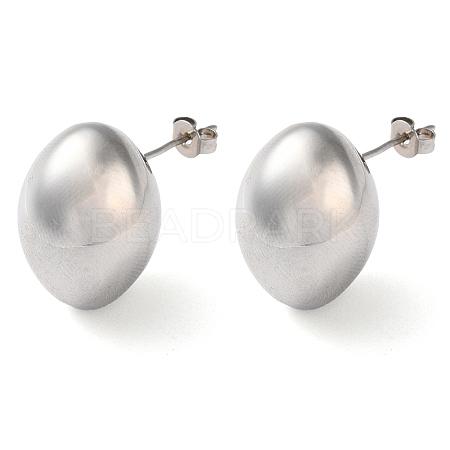 Oval Brass Stud Earrings for Women EJEW-A034-05P-1