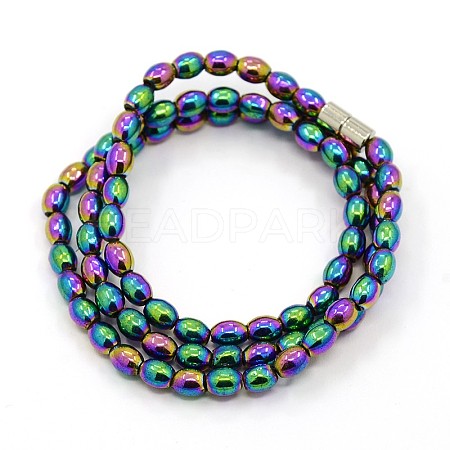 Trendy Unisex Magnetic Synthetic Hematite Barrel Beaded Necklaces NJEW-O011-01C-1