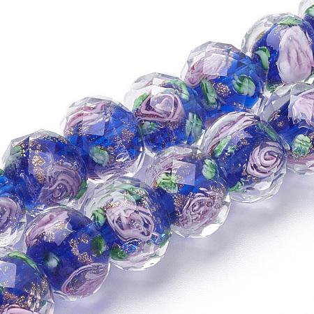 Handmade Gold Sand Lampwork Beads Strands LAMP-R141-12mm-01-1
