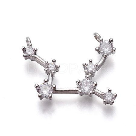 Brass Micro Pave Cubic Zirconia Pendants ZIRC-F099-20P-07-1